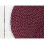 Tmavý višňovočervený guľôčkový vlnený koberec Wooldot Ball rugs, ⌀ 120 cm
