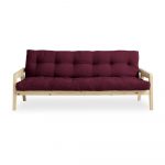 Variabilná rozkladacia pohovka s futónom ve vínovočervenej farbe Karup Design Grab Natural/Bordeaux