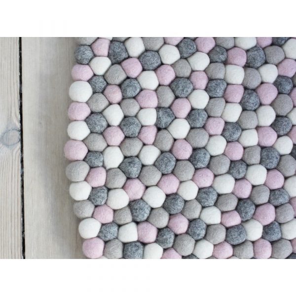 Svetlý ružovo-sivý guľôčkový vlnený koberec Wooldot Ball rugs, ⌀ 90 cm