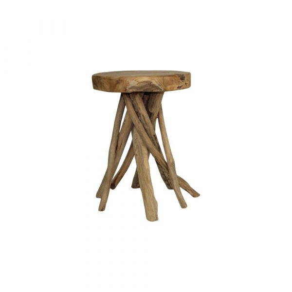 Stolička z teakového dreva HSM collection Branch, ⌀ 33 cm
