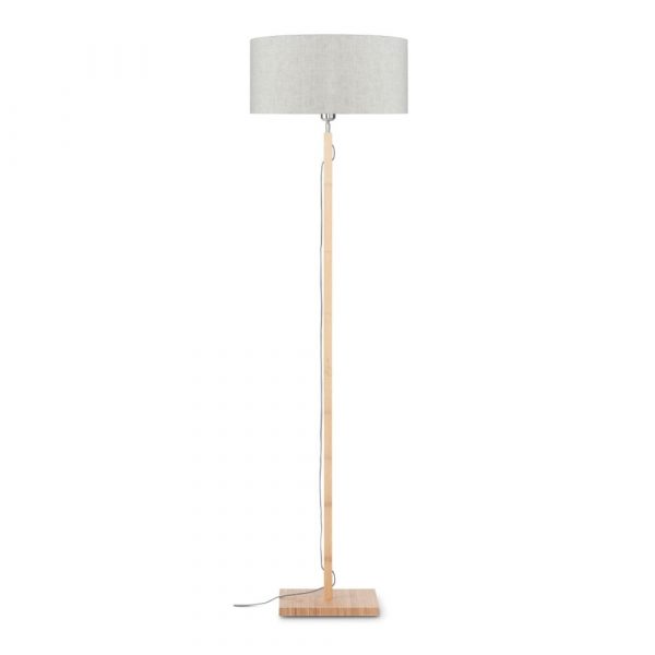 Stojacia lampa so svetlobéžovým tienidlom a konštrukciou z bambusu Good&Mojo Fuji