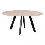 Okrúhly jedálenský stôl z bieleného dubového dreva s kovovými nohami Rowico Freddie, ø 160 cm