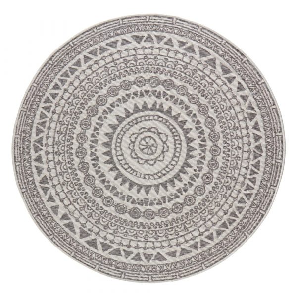 Sivo-krémový vonkajší koberec Bougari Coron, ø 140 cm
