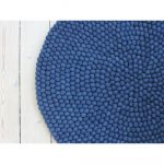Modrý guľôčkový vlnený koberec Wooldot Ball rugs, ⌀ 140 cm