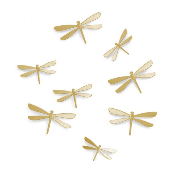 Sada 8 nástenných samolepiek v zlatej farbe Umbra Dragonfly