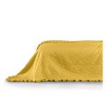 Žltý pléd cez posteľ AmeliaHome Tilia, 220 x 240 cm