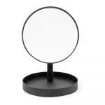 Čierne kozmetické zrcadlo s rámom z dubového dreva Wireworks Look, ø 25 cm