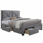 Luxusná posteľ s úložným priestorom, látka sivý melír, 160×200, XADRA