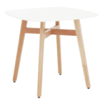 Jedálenský stôl, biela/prírodná, 80×80 cm, DEJAN 2 NEW