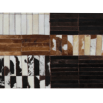 Luxusný kožený koberec, čierna/hnedá/biela, patchwork, 201×300, KOŽA TYP 4