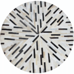 Luxusný kožený koberec, čierna/béžová/biela, patchwork, 200×200, KOŽA TYP 8