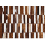 Luxusný kožený koberec, hnedá/biela, patchwork, 201×300, KOŽA TYP 5
