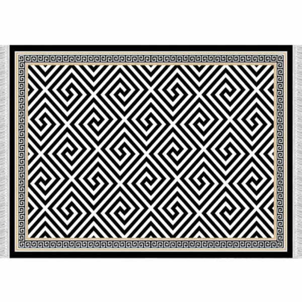 Koberec, čierno-biely vzor, 80×200, MOTIVE
