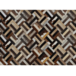 Luxusný kožený koberec, hnedá/čierna/béžová, patchwork, 120×180 , KOŽA TYP 2