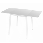 Jedálenský stôl, MDF fóliovaná/kov, biela, 60-120×60 cm, MAURO