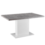 Jedálenský stôl, betón/biela extra vysoký lesk, 138×90 cm, KAZMA