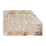 Obojstranný koberec, béžová/vzor, 180×270, NESRIN
