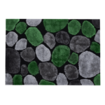 Koberec, zelená/sivá/čierna, 80×150, PEBBLE TYP 1