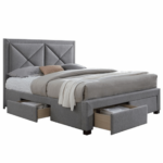 Luxusná posteľ s úložným priestorom, látka sivý melír, 180×200, XADRA
