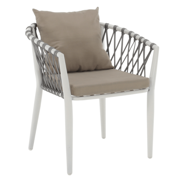 Záhradná stolička, sivohnedá Taupe/biela, SIRMA P1, poškodený tovar