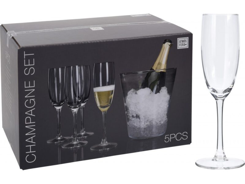 MAKRO – Kalich na šampanské 4ks+nádoba na ľad
