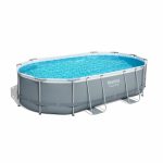 Bestway Oválny nadzemný bazén Power Steel s kartušovou filtráciou, schodíkmi a plachtou