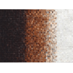 Luxusný kožený koberec, biela/hnedá/čierna, patchwork, 200×300, KOŽA TYP 7