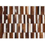 Luxusný kožený koberec, hnedá/biela, patchwork, 141×200, KOŽA TYP 5