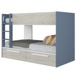 Sconto Poschodová posteľ EMMET VII pínia cascina/modrá, 90×200 cm