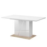 Sconto Jedálenský stôl FUTURA 10 biela vysoký lesk/dub riviéra