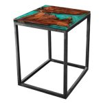 Sconto Odkladací stolík RESIN 40×40 cm, zelená/sivá