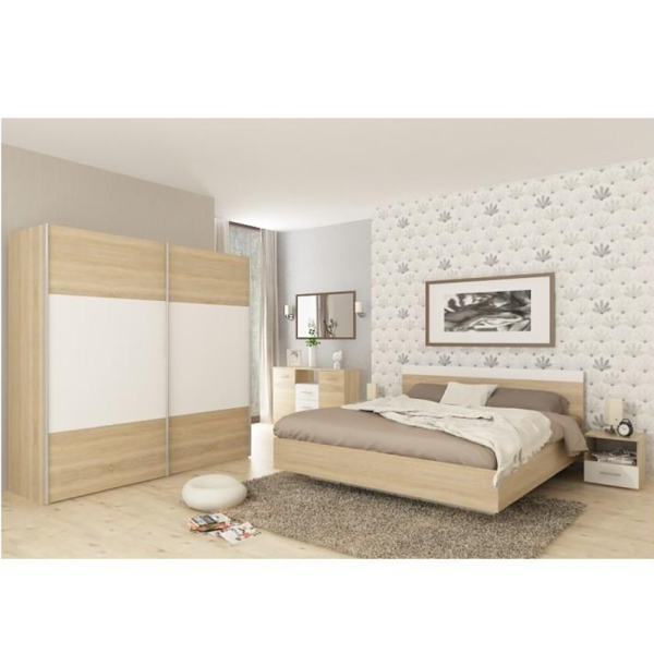 Spálňový komplet (posteľ 180×200 cm), dub sonoma/biela, GABRIELA NEW