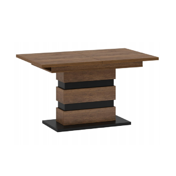 Rozkladací jedálenský stôl, dub bolzano/čierna, 140-180×86 cm, DELIS S
