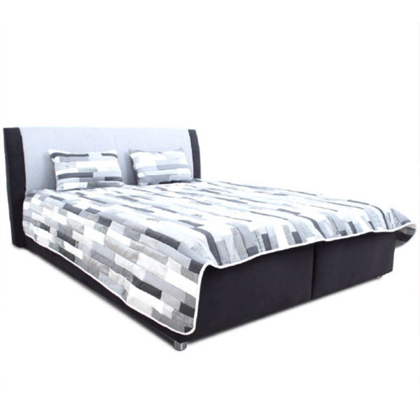 Manželská posteľ, čierna/tmavosivá/vzor, 180×200, DESIM P1, poškodený tovar