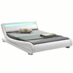 Moderná posteľ s RGB LED osvetlením, biela, 160×200, FILIDA