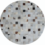 Luxusný kožený koberec, sivá/biela/hnedá, patchwork, 200×200, KOŽA TYP 10