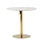 Jedálenský stôl, svetlý mramor/gold chróm – zlatý, priemer 80 cm, LAMONT
